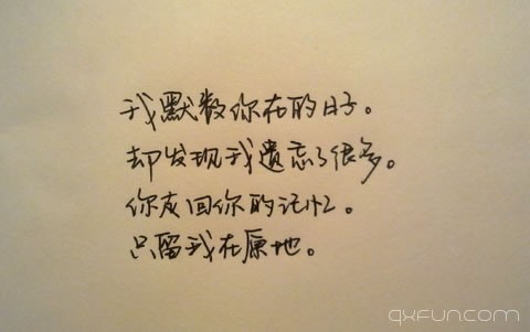 我默数你在的日子。却发现我遗忘了很多。你走回你的记忆。只留我在原地。
